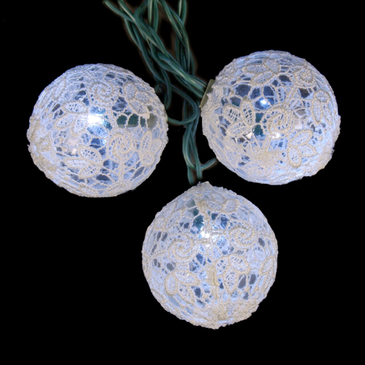 Kurt Adler LED Lace Globe Christmas Light Set - 10 ft Green Wire - 10ct